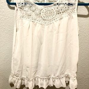 White with Lace Tank Top